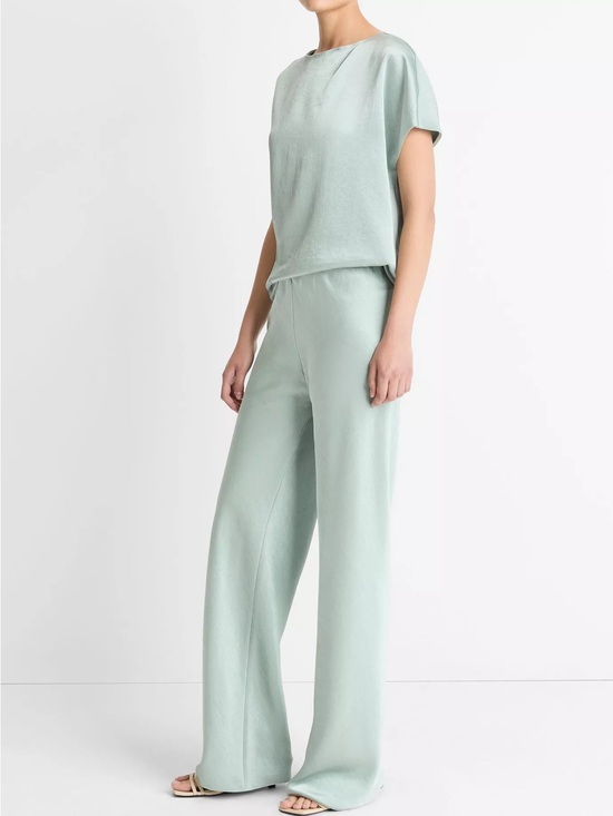 Vince Pants - Vince Colette High-Rise Fluid Satin Bias Pant NWT Size L Wide Leg